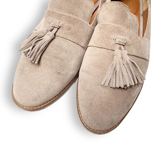 Franco Sarto Tan Suede Havea Tassel Loafers Neutral Boho Minimalist Women’s 10M - Picture 3 of 6